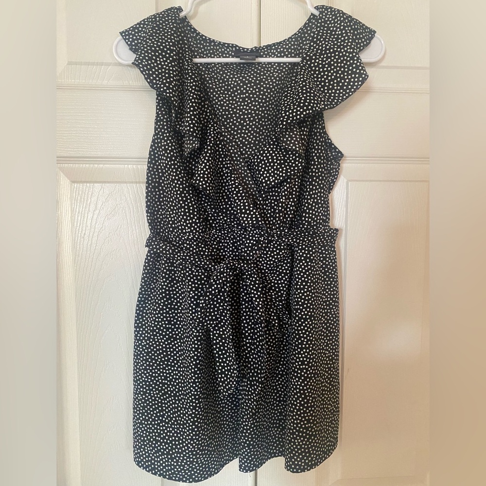 Motherhood Maternity Black and White Polka Dot Ruffled Blouse